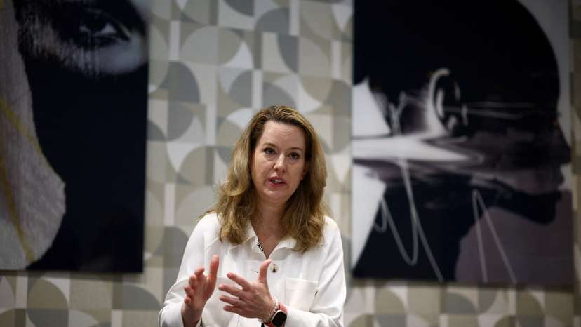 Director General of the International Organization for Migration (IOM) Amy Pope attends an interview with Reuters in Rome