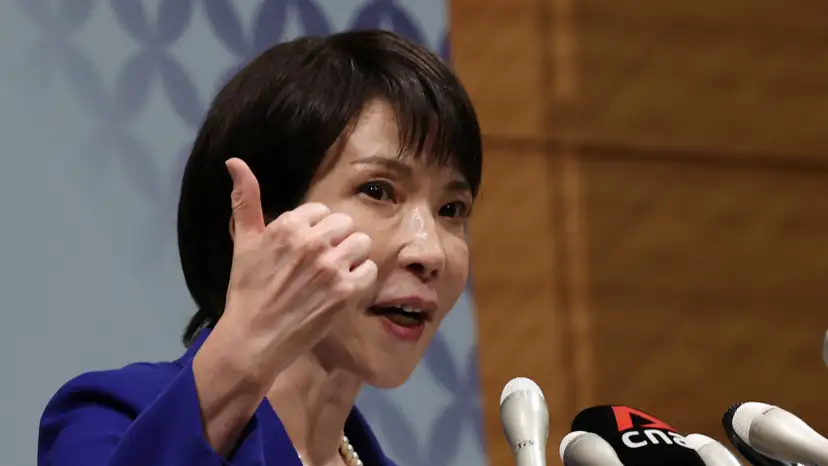 Sanae Takaichi, a veteran Japanese lawmaker, speaks at a press conference about her running in the ruling Liberal Democratic Party leadership race in Tokyo