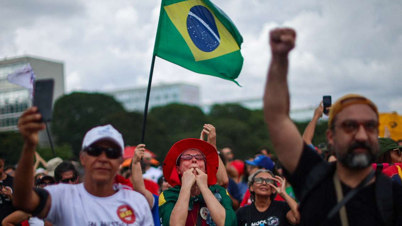Protest against a bill that proposes reducing the sentences for January 8, 2023, riot convictions, including former President Jair Bolsonaro in Brasilia