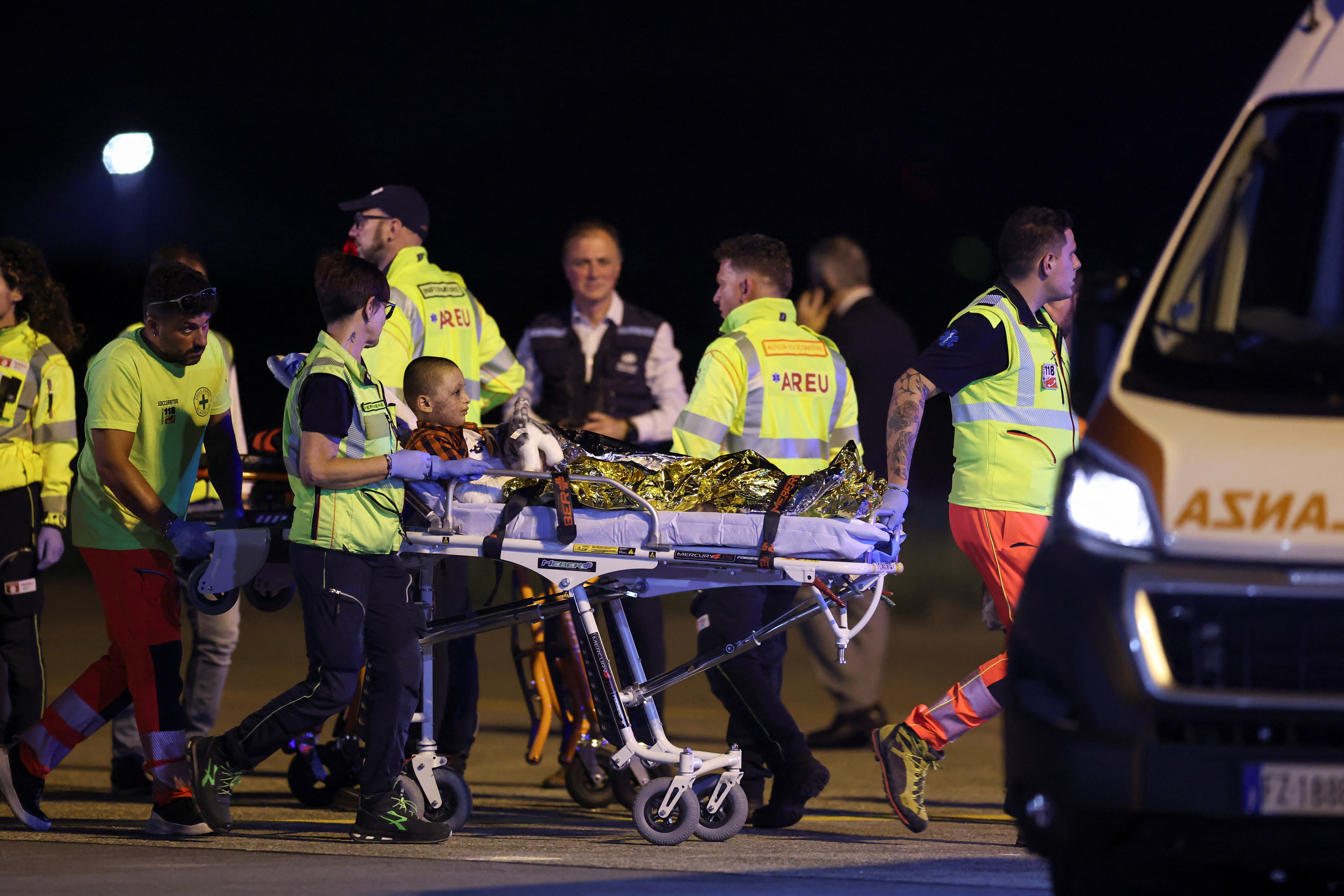 Palestinian boy who survived Israeli strike that killed his nine siblings, arrives in Italy for treatment