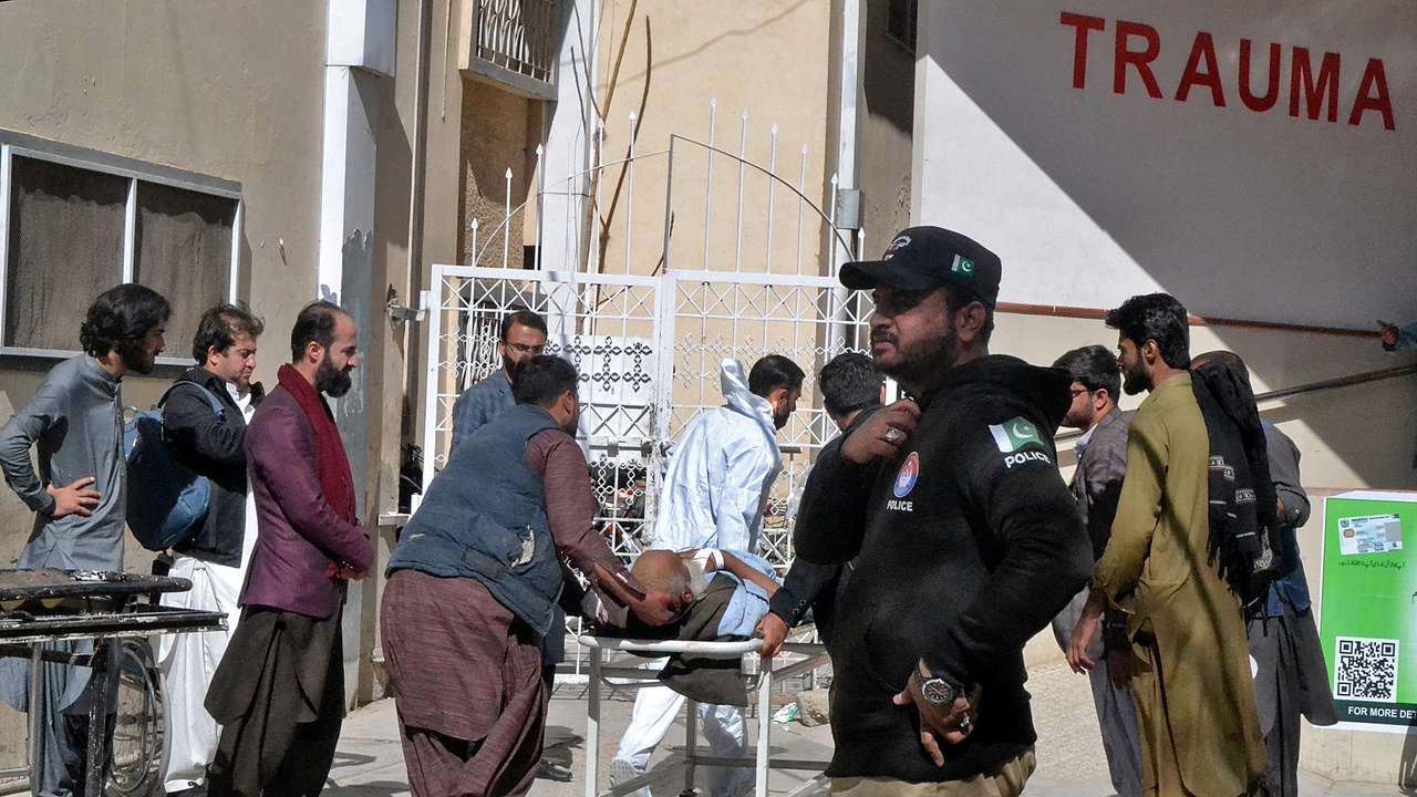 Man, who was injured in a blast in Khanozai, is rushed to hospital for treatment in Quetta