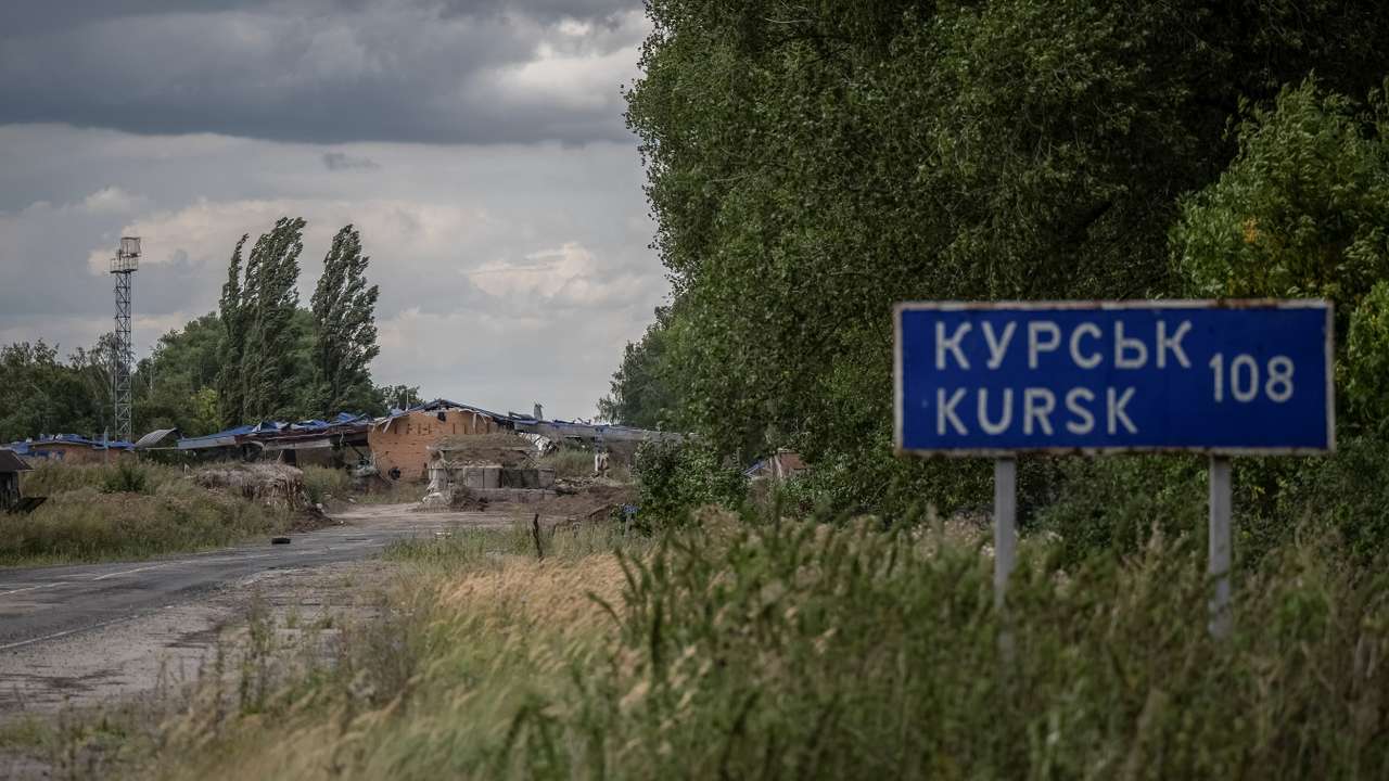 A crossing point on the border with Russia a is seen in Sumy region