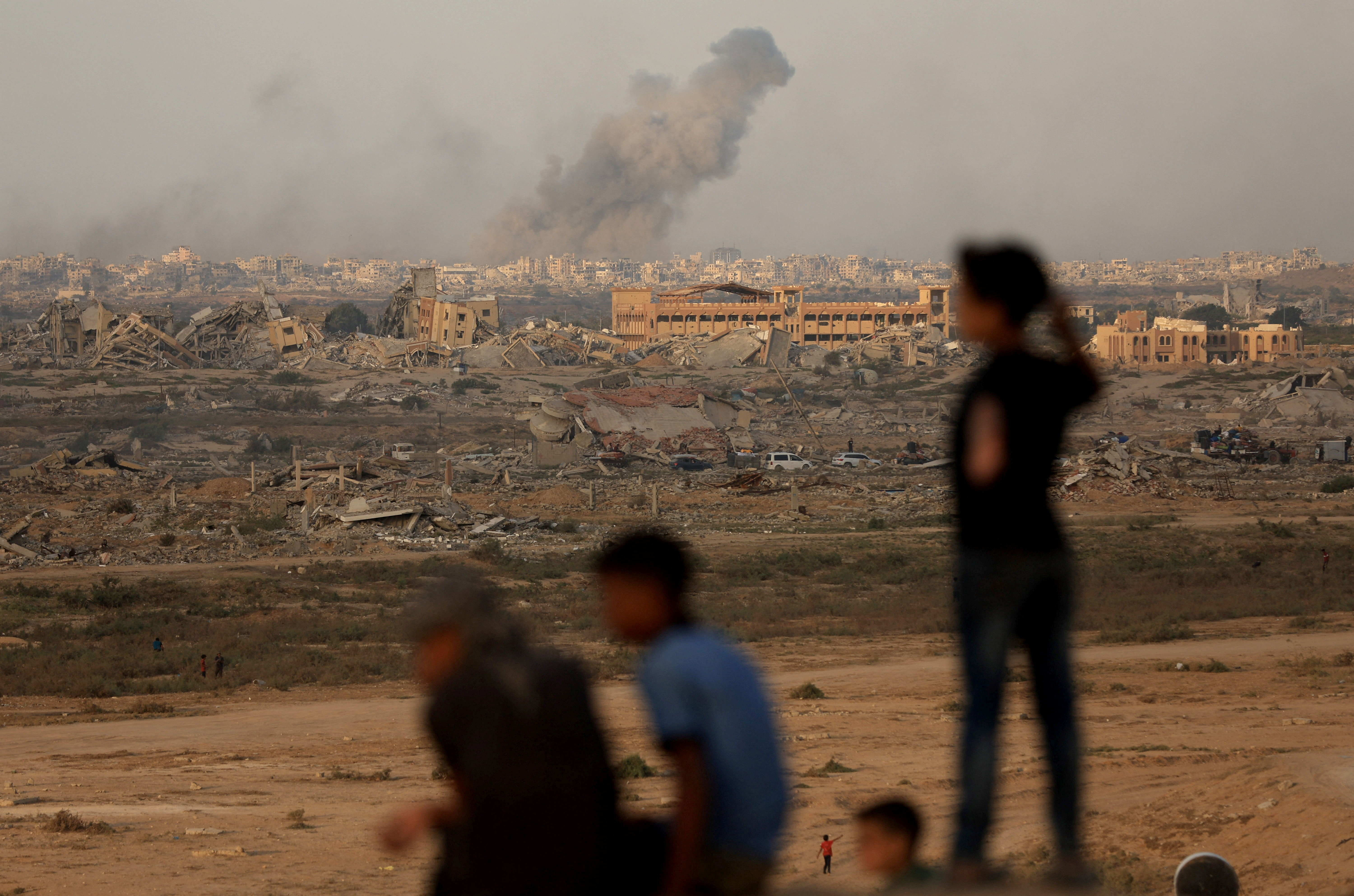 Smoke rises following an Israeli strike amid an Israeli operation, as seen from central Gaza Strip