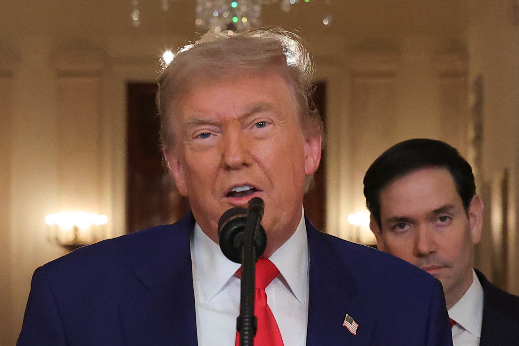 U.S. President Donald Trump delivers an address to the nation at the White House in Washington, following U.S. strikes on Iran's nuclear facilities