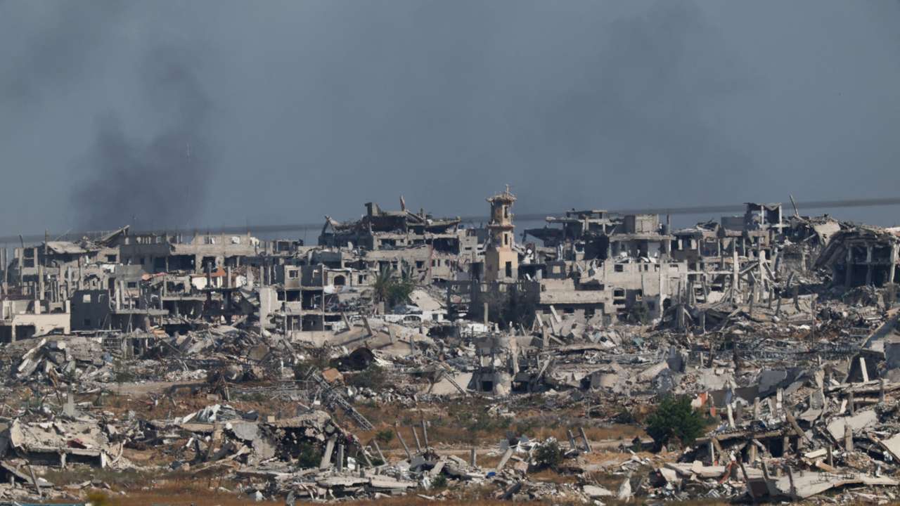 Smoke rises from Gaza, as seen from the Israel