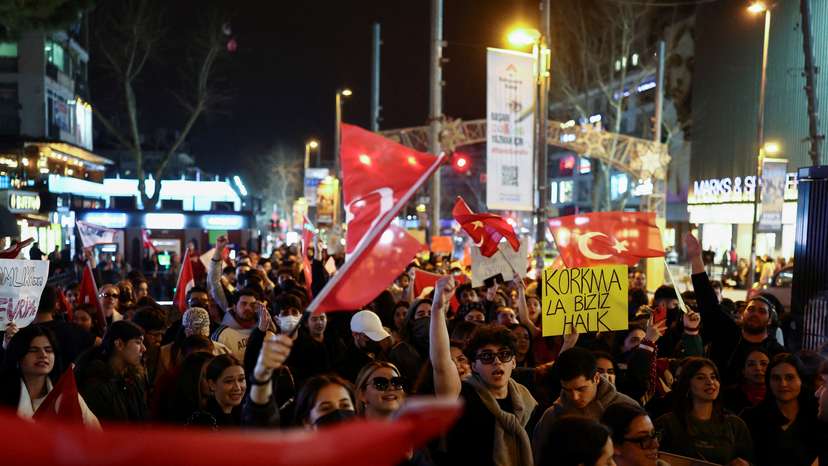 FILE PHOTO: Protest against the arrest of Istanbul Mayor Ekrem Imamoglu in Istanbul