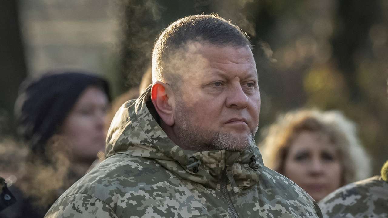 FILE PHOTO: Chief of the Ukrainian Armed Forces Zaluzhnyi visits a monument to Holodomor victims in Kyiv