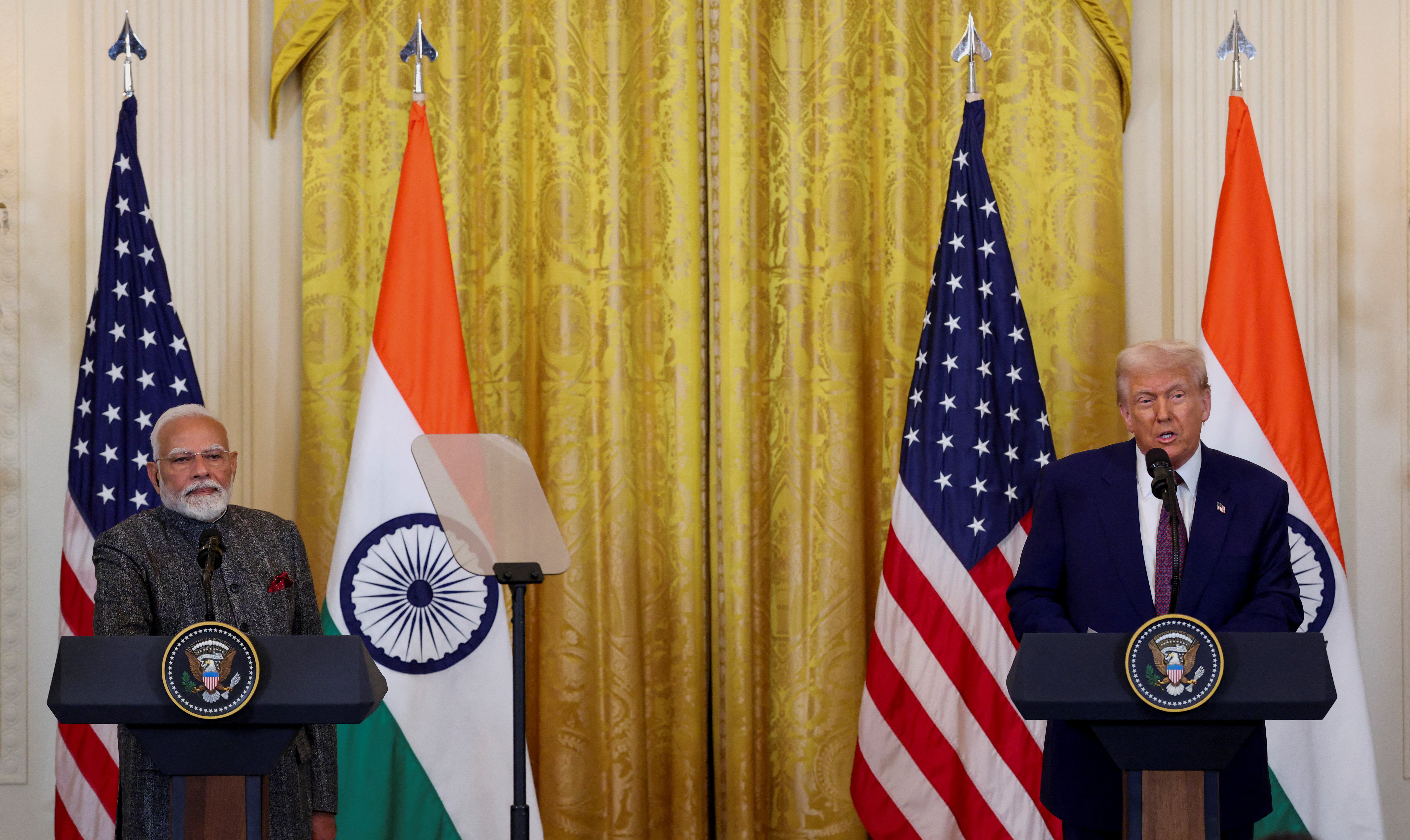 U.S. President Trump holds a joint press conference with Indian Prime Minister Modi at the White House in Washington D.C.