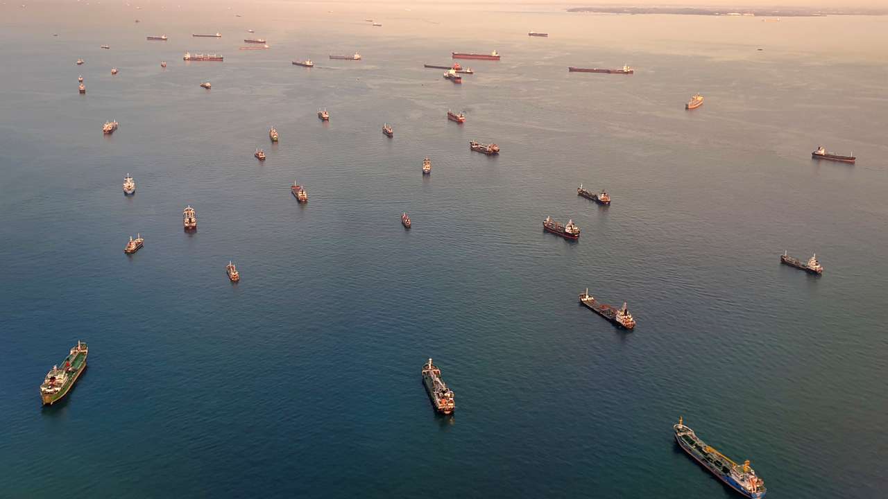 FILE PHOTO: A view of vessels in the Singapore Strait