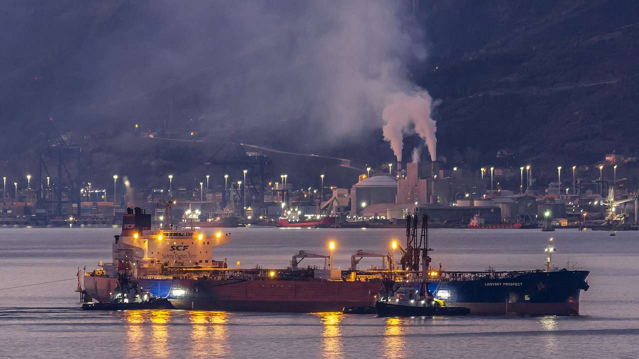 Liberian-flagged crude oil tanker Ligovsky Prospect is pictured in Izmit