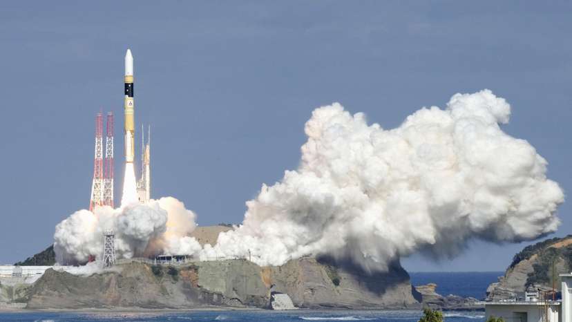 An optical observation satellite on H-IIA rocket is launched at Tanegashima Space Center