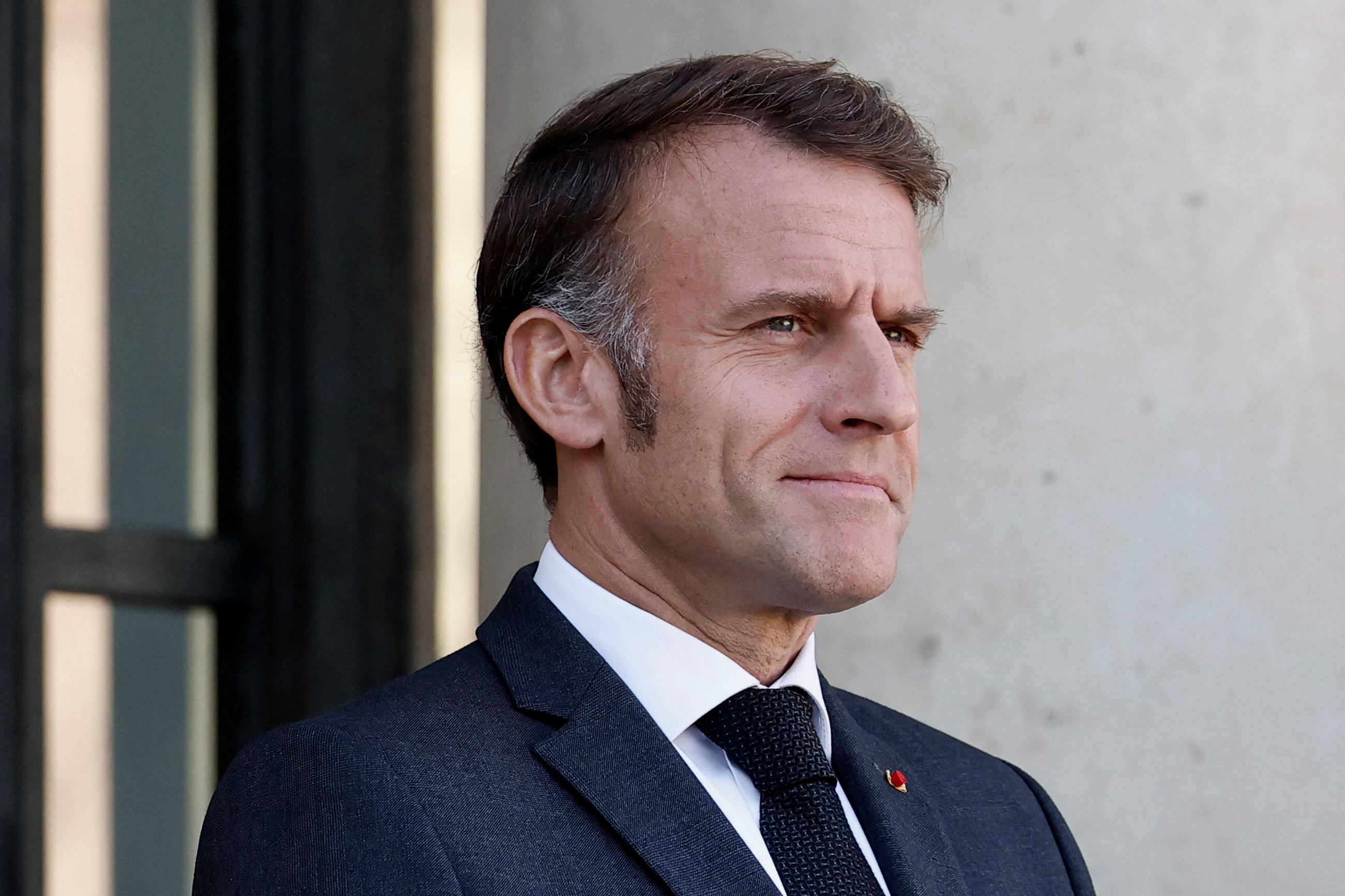 French President Macron at the Elysee Palace in Paris