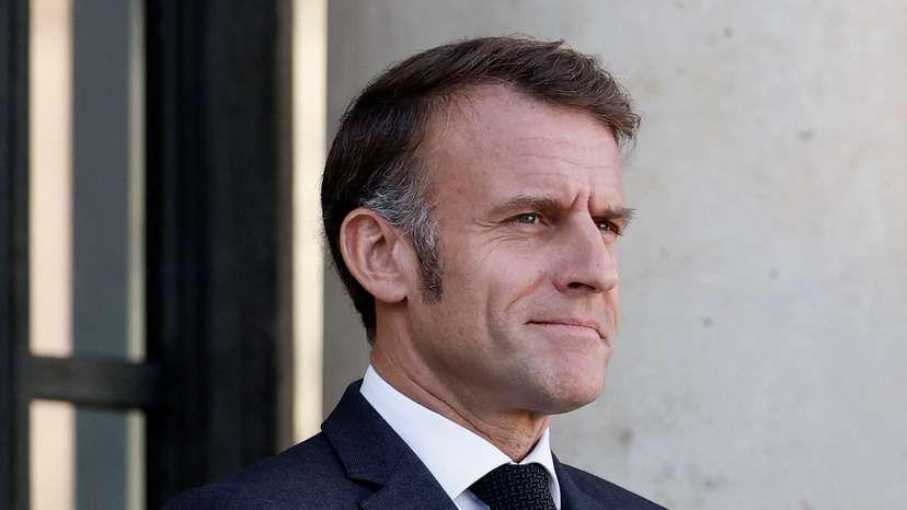 French President Macron at the Elysee Palace in Paris