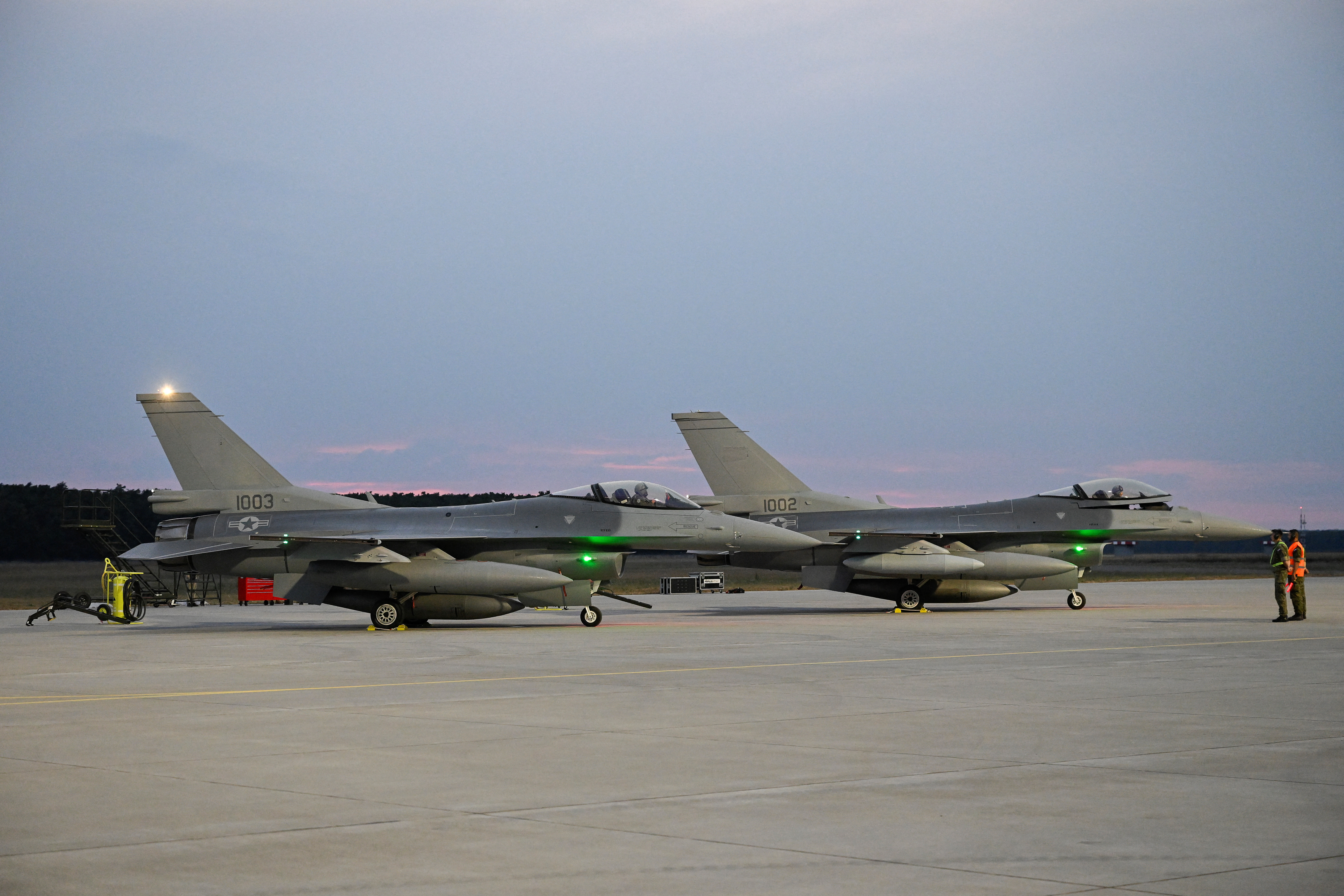 Handover ceremony of two F-16s, in Malacky