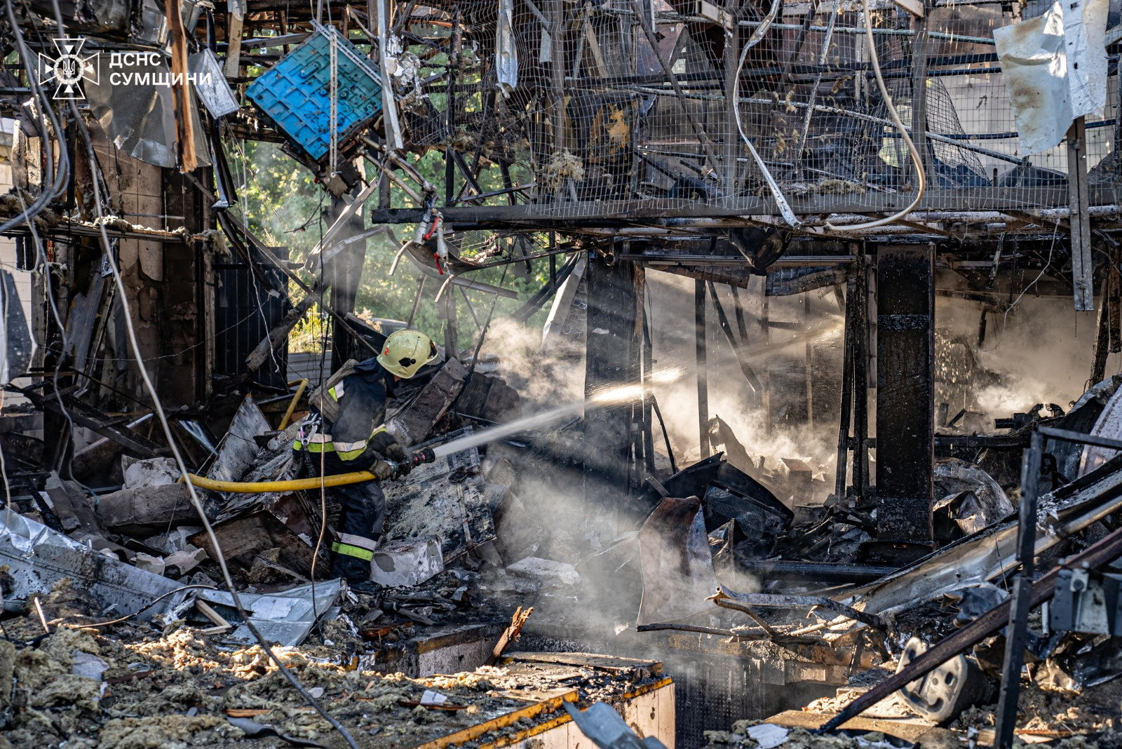 Aftermath of a Russian drone attack in Sumy region