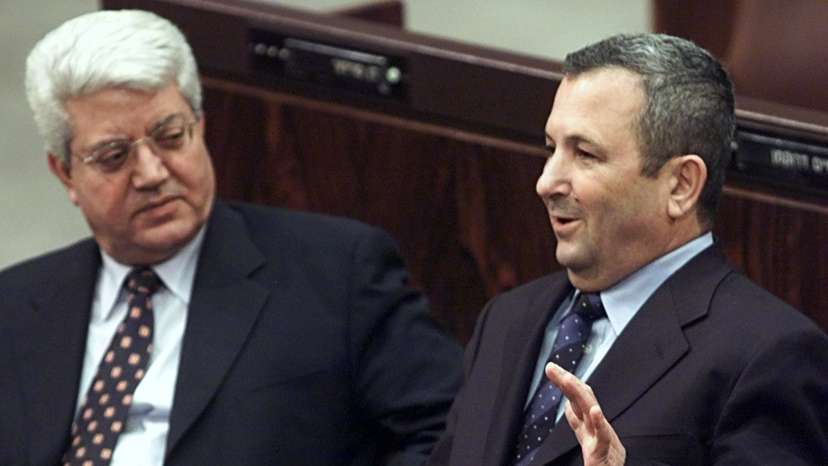 PRIME MINISTER EHUD BARAK AND FOREIGN MINISTER DAVID LEVY IN KNESSET DURING VOTE FOR NEW ELECTIONS.
