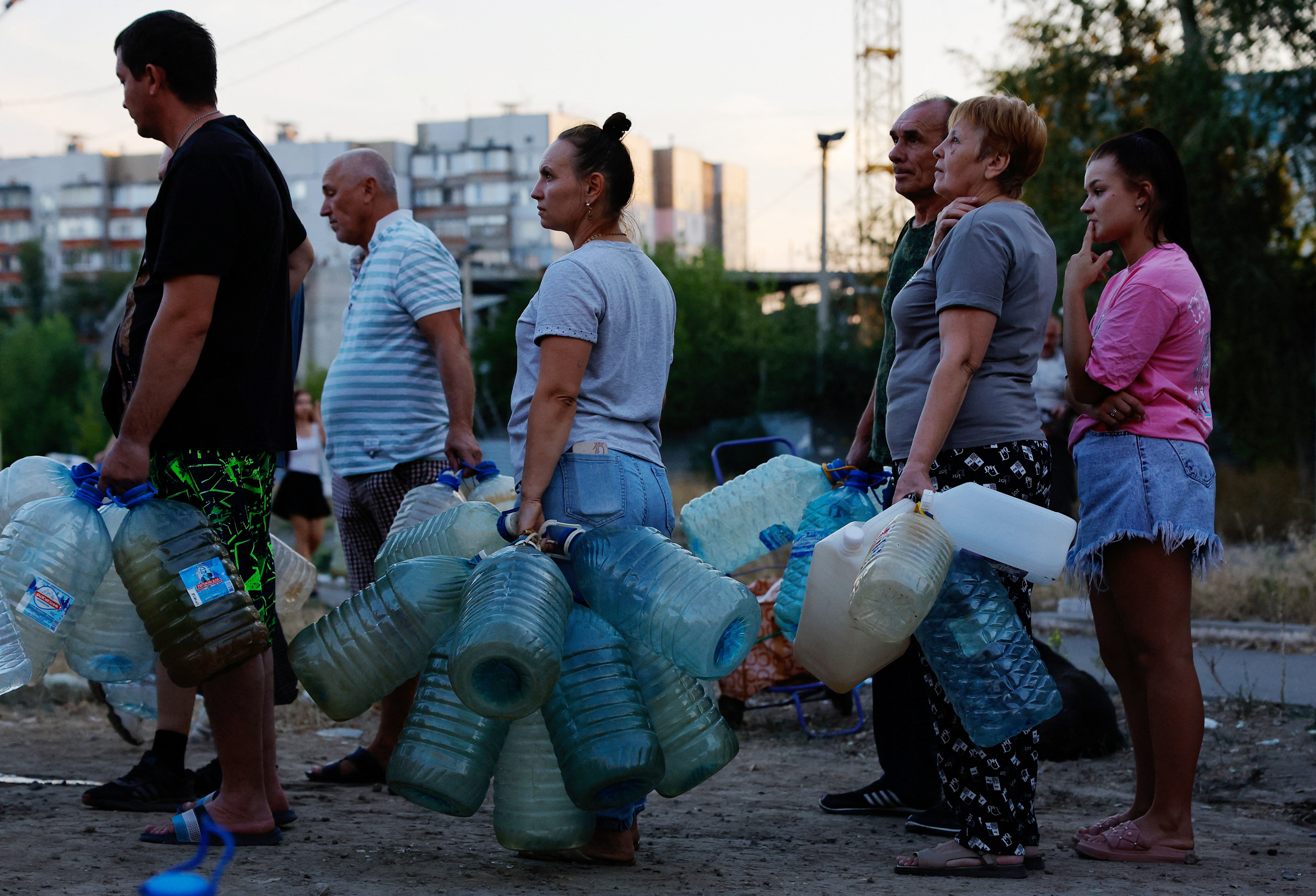 Residents collect water amid Russia-Ukraine conflict in Donetsk