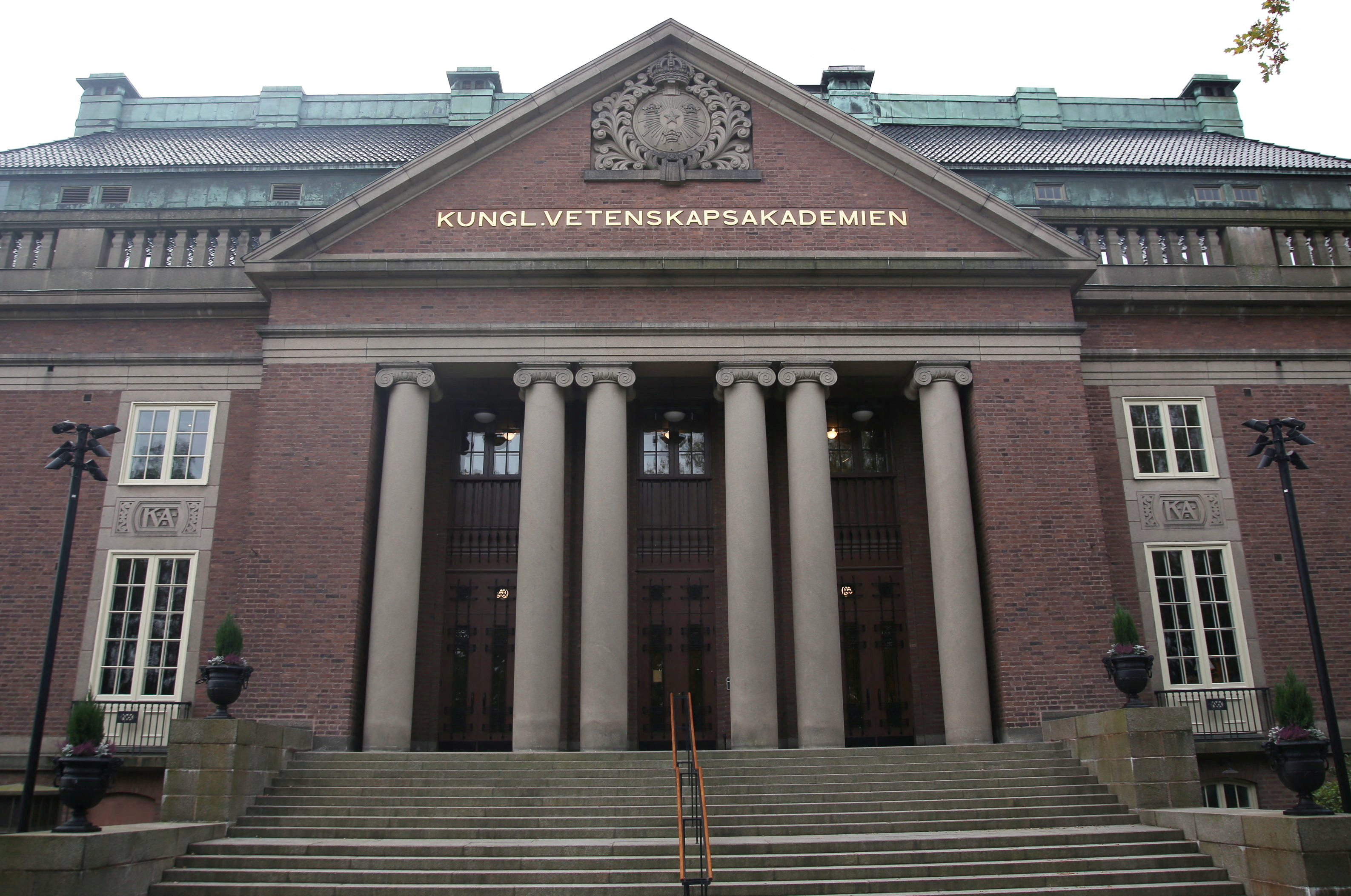 A view of the exterior of the Royal Swedish Academy of Sciences in Stockholm