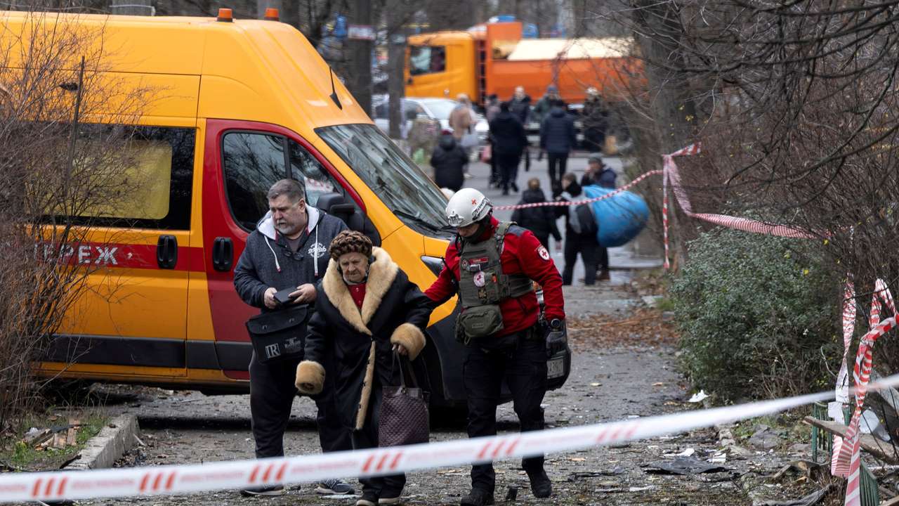 Aftermath of Russian drone attack on an apartment building in Kyiv