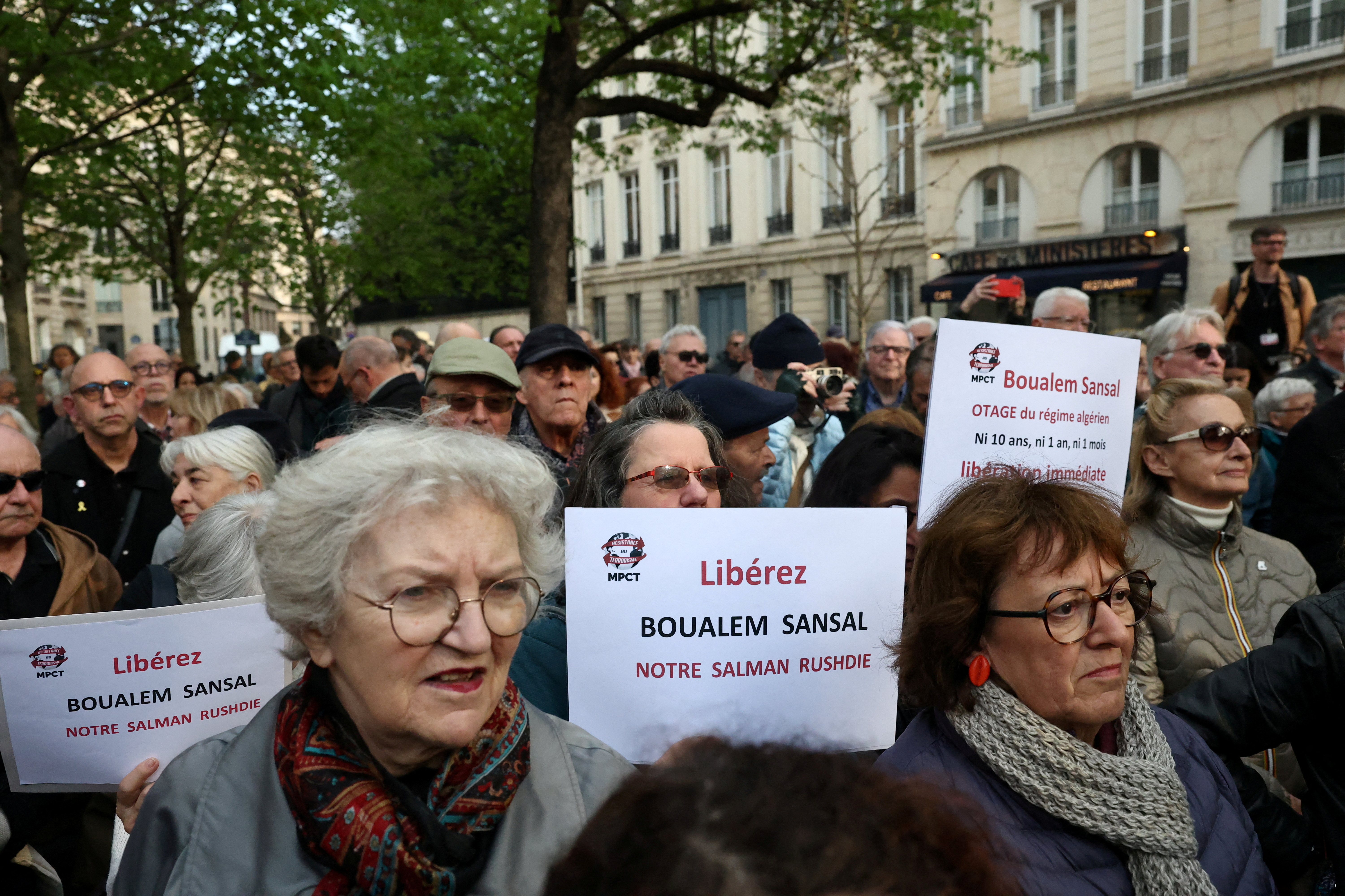 FILE PHOTO: Gathering in support of Franco-Algerian writer Boualem Sansal in Paris