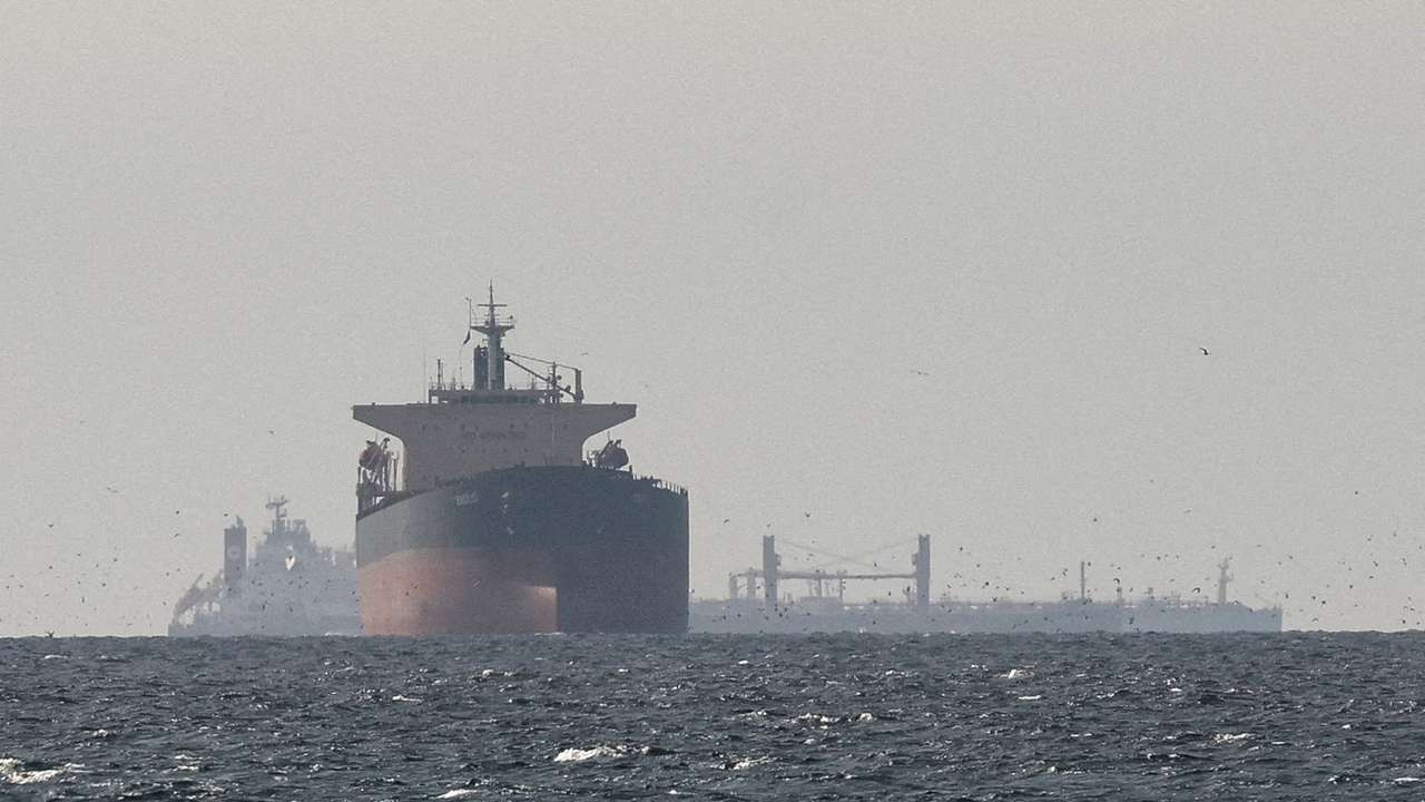 FILE PHOTO: Tankers sail in the Gulf, near the Strait of Hormuz