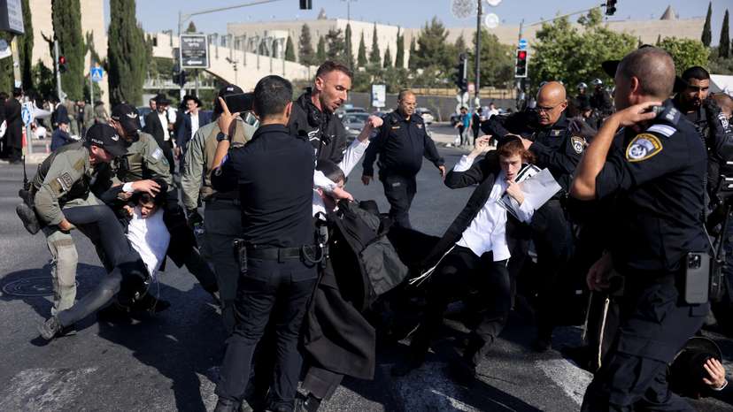 Ultra-Orthodox Jews protest against plans for conscription discussed by Israel's Supreme Court