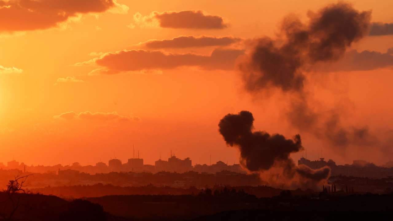 FILE PHOTO: A view shows smoke in the Gaza Strip as seen from Israel's border with the Gaza Strip, in southern Israel