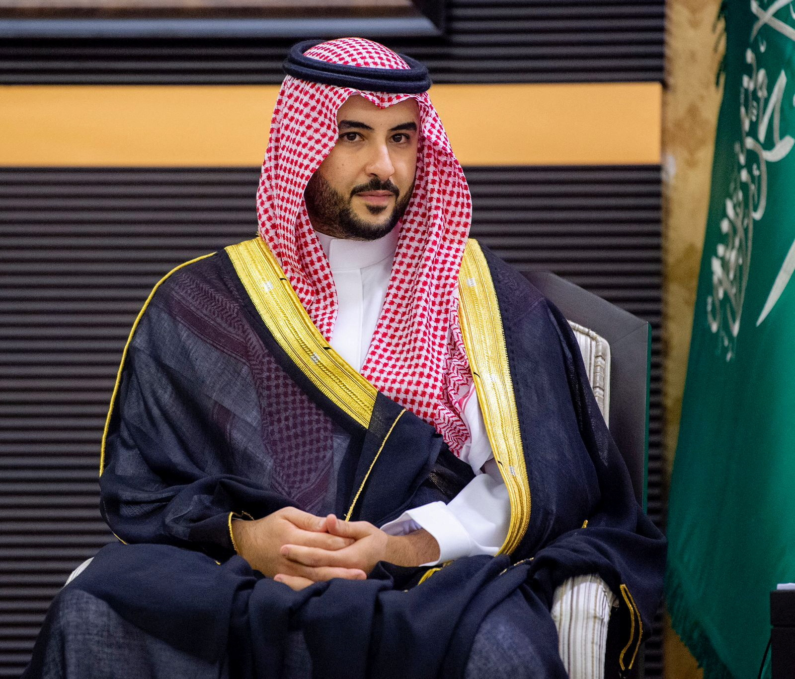 Saudi Arabia's newly appointed Defence Minister, Prince Khalid bin Salman Al-Saud is seen during his meeting in the Ministry of Defence in Jeddah, Saudi Arabia,