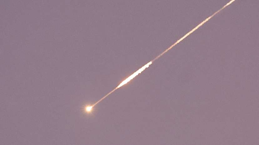Missiles launched from Iran towards Israel are seen from Tubas