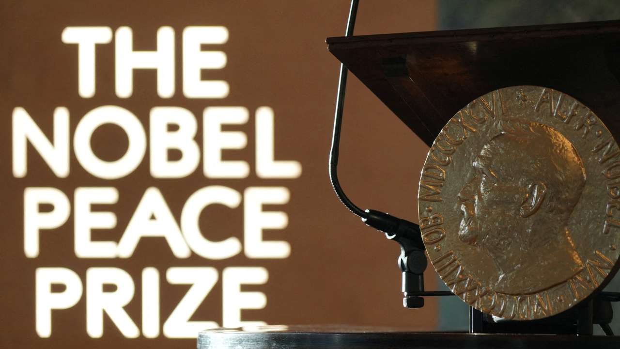 A replica of the Nobel Peace Medal is placed at the Norwegian Nobel Institute in Oslo