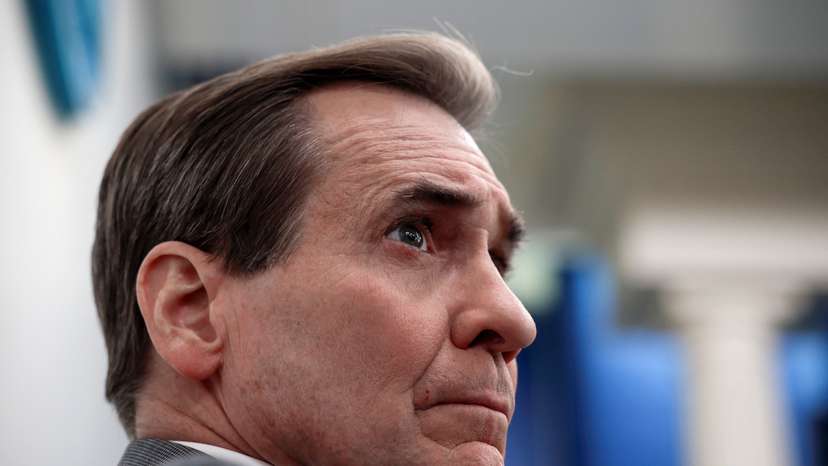 John Kirby attends the press briefing at the White House in Washington