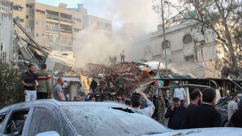 FILE PHOTO: Iranian consulate in Damascus flattened in suspected Israeli air strike