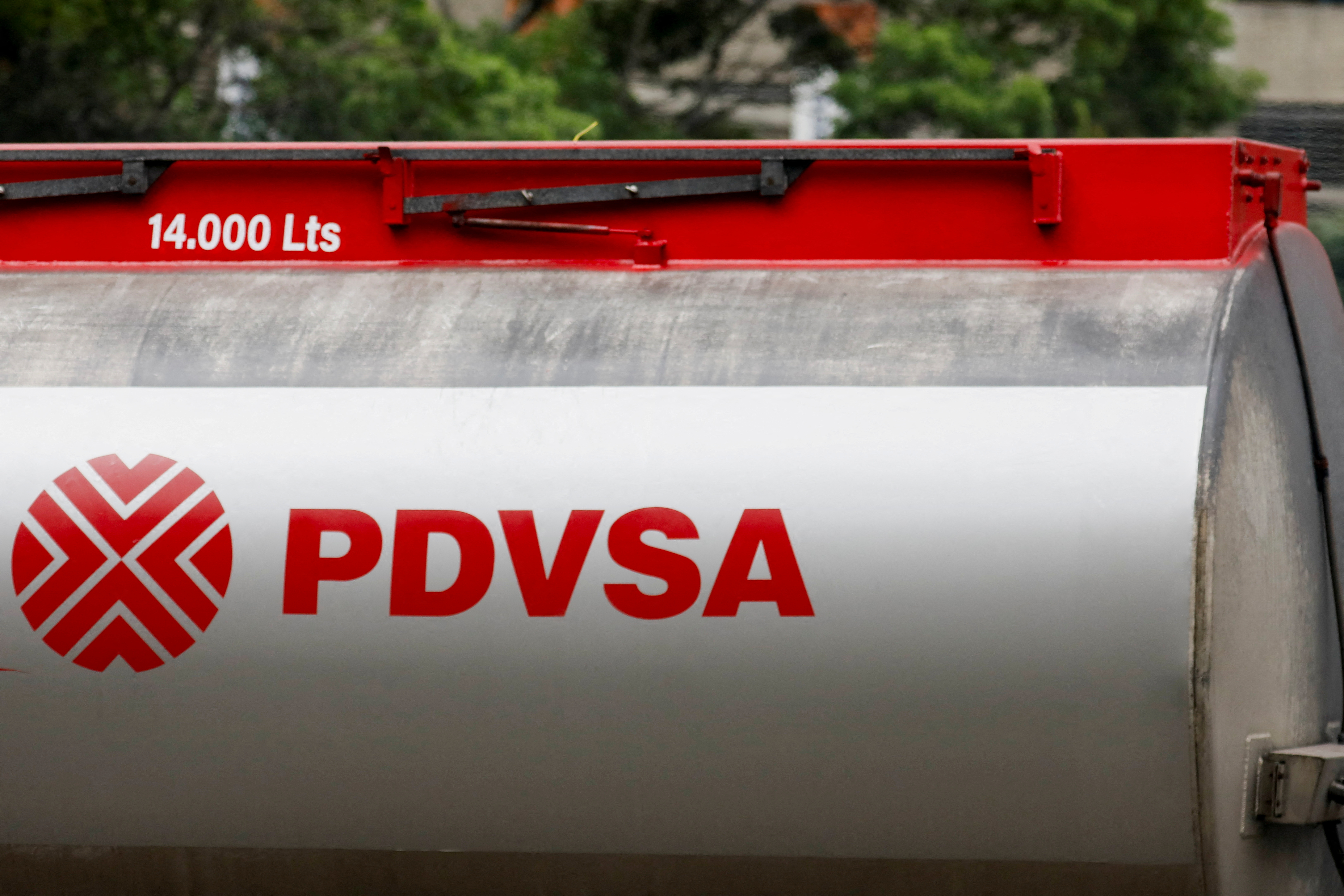 FILE PHOTO: The logo of PDVSA is seen around Caracas