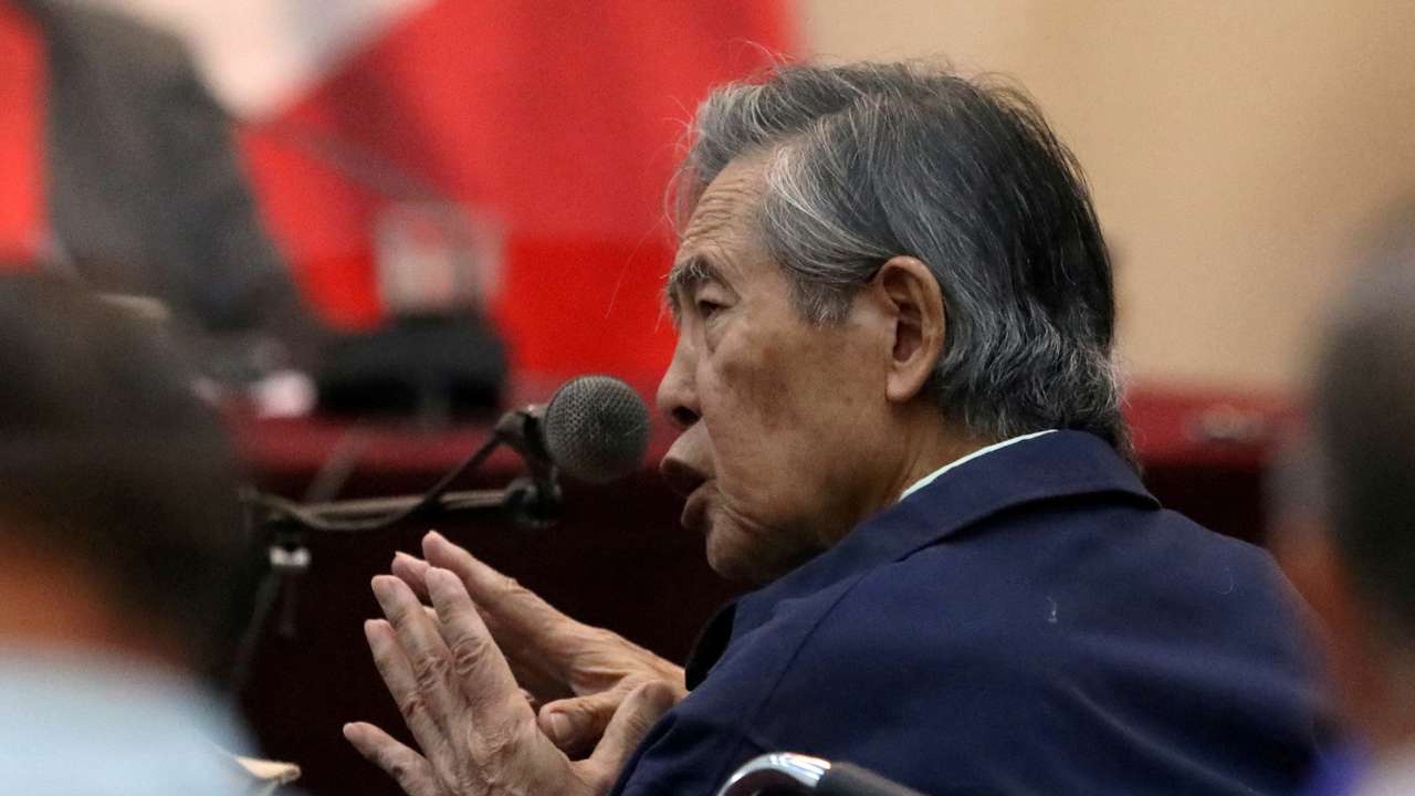 FILE PHOTO: Former President of Peru Alberto Fujimori attends a trial as a witness at the navy base in Callao