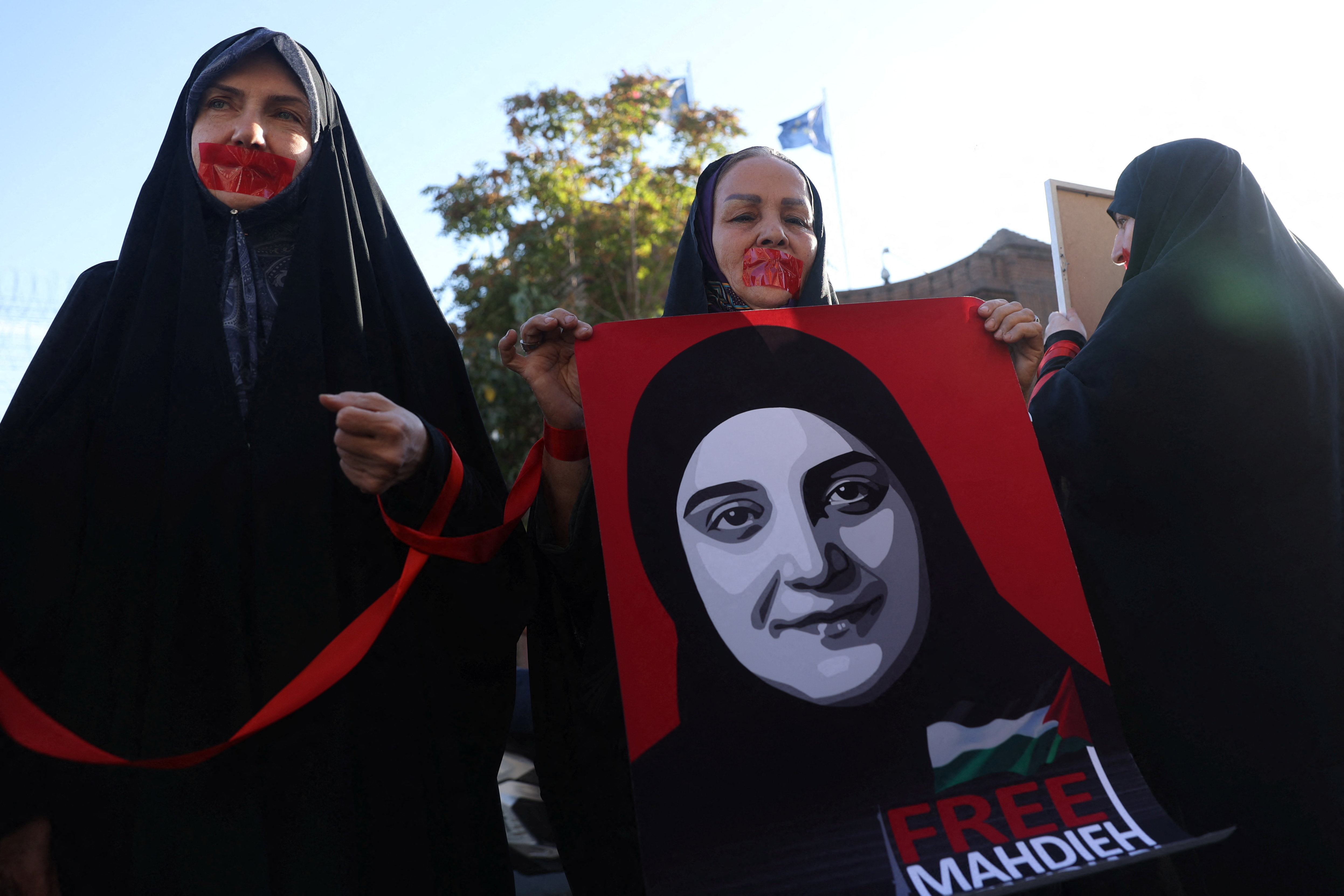 Gathering in support of an Iranian student prisoner in France, Mahdieh Esfandiari, in Tehran