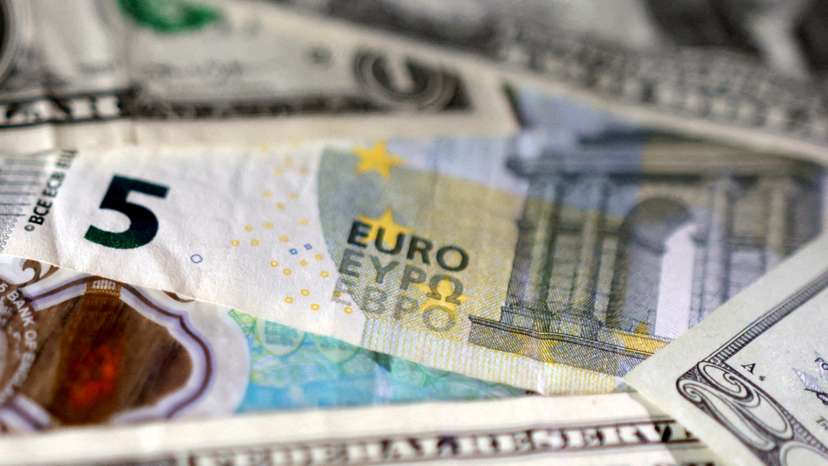 FILE PHOTO: Illustration shows Euro and U.S. dollar