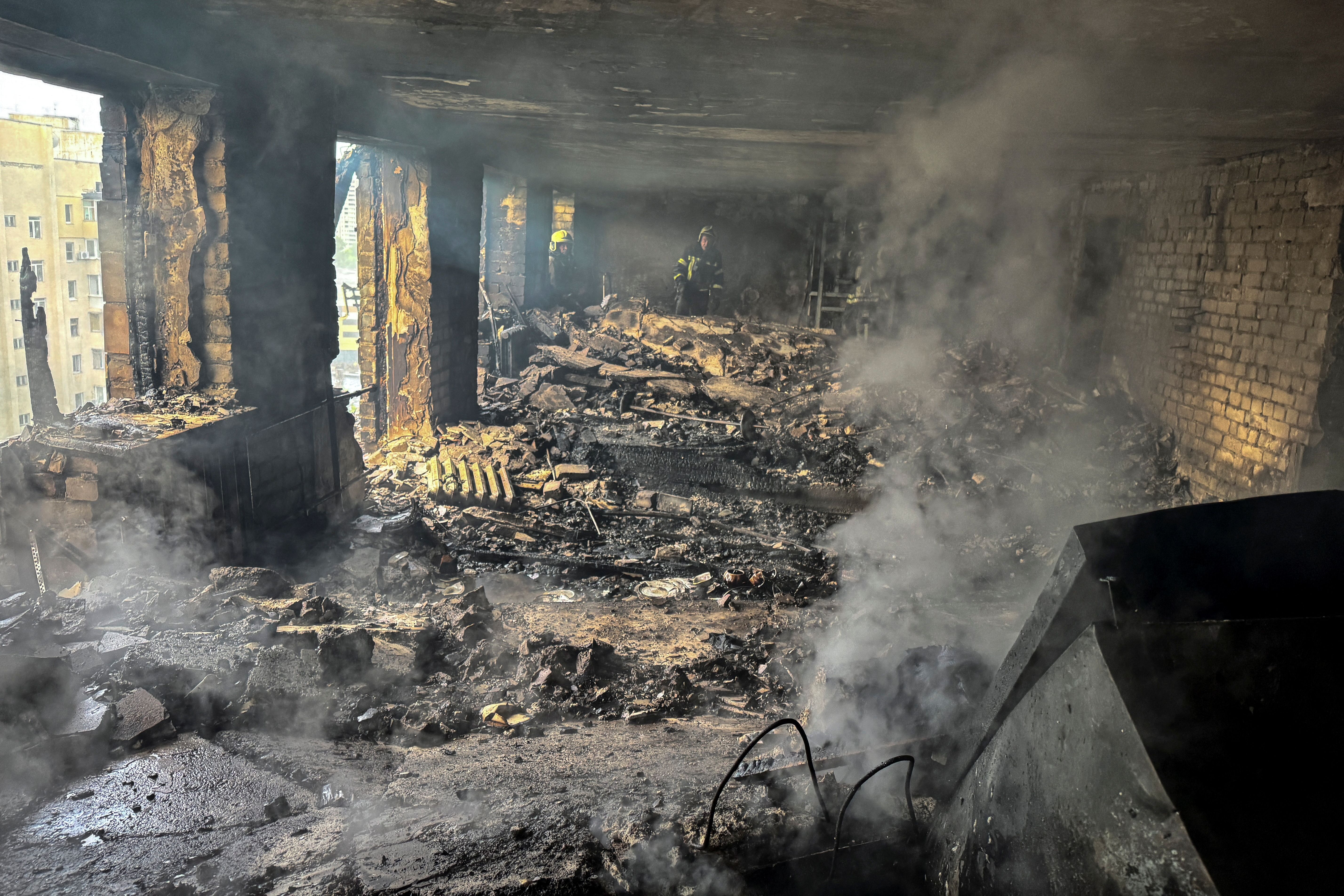 Aftermath of a Russian drone attack in Kharkiv