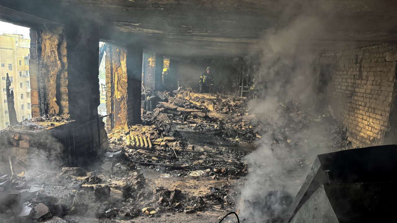Aftermath of a Russian drone attack in Kharkiv