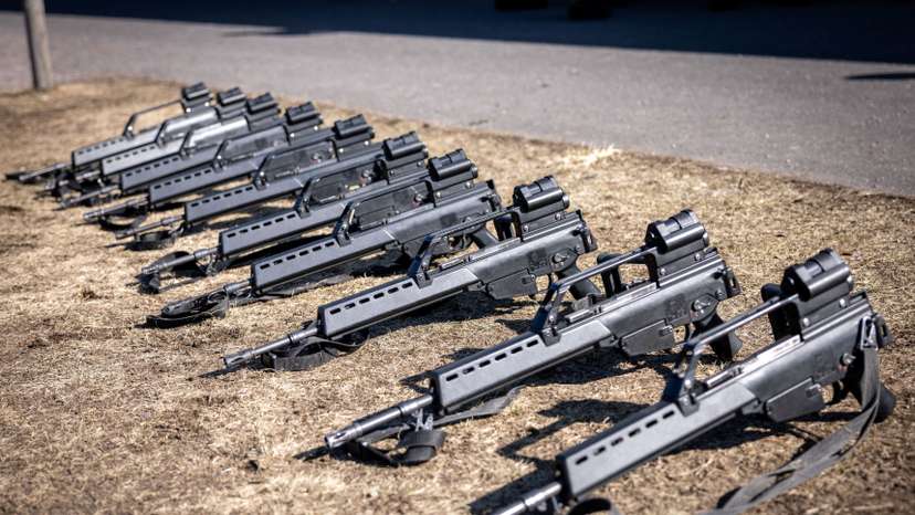 German reservists undergo shooting training at barracks in Beelitz near Berlin, as NATO looks to boost its strength after Russia's invasion of Ukraine