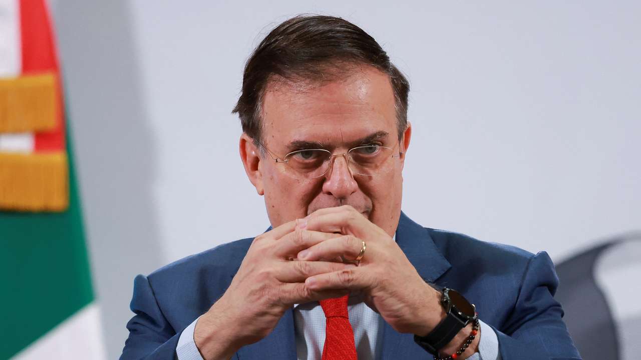 Mexican Minister of Economy Ebrard speaks during a press conference in Mexico City