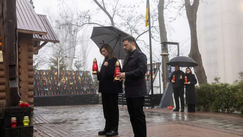 Ukraine's President Zelenskiy and his wife Olena commemorate victims of the Revolution of Dignity in Kyiv