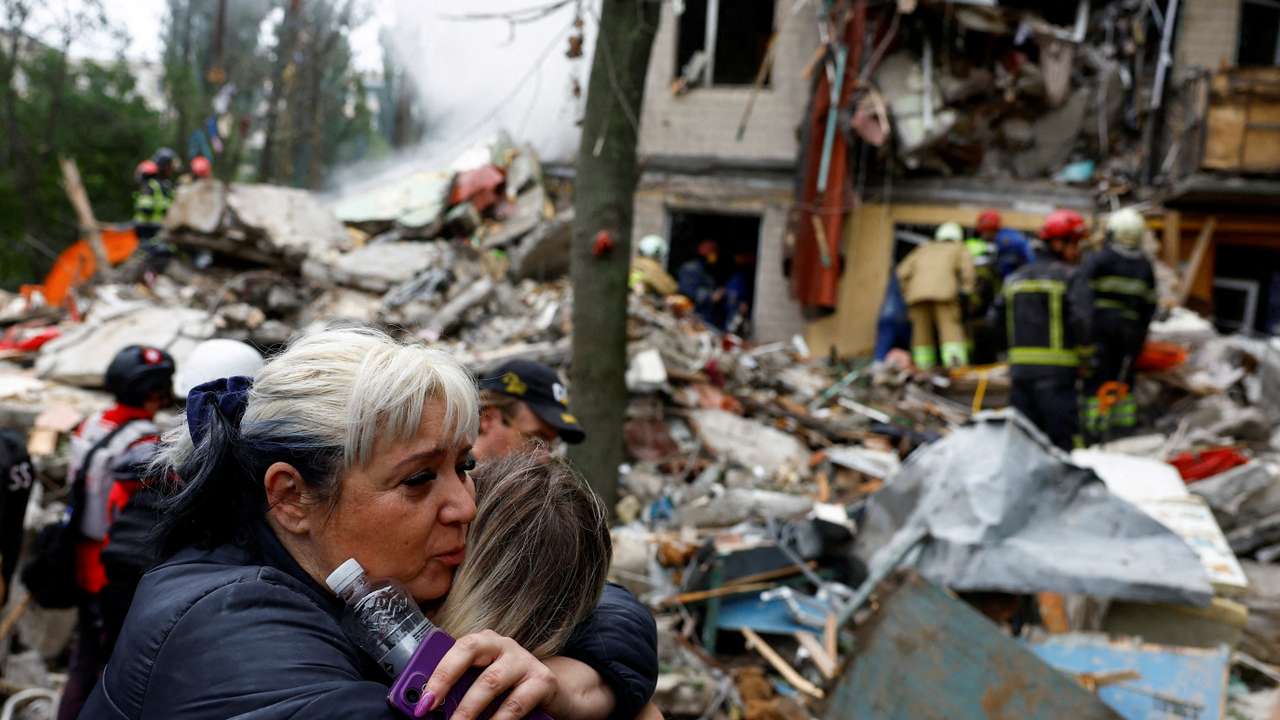 Aftermath of Russian missile and drone strikes, in Kyiv