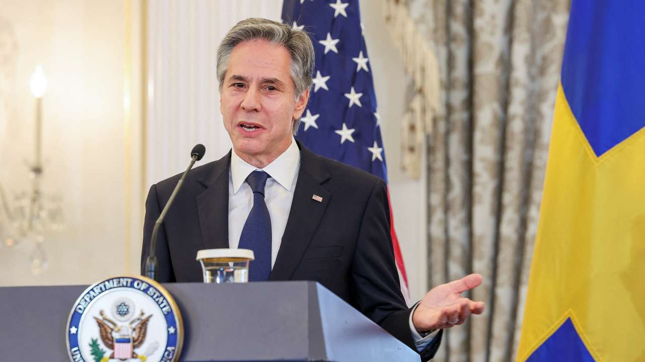 U.S. Secretary of State Antony Blinken accepts Sweden's instruments of accession for its entry into NATO, in Washington