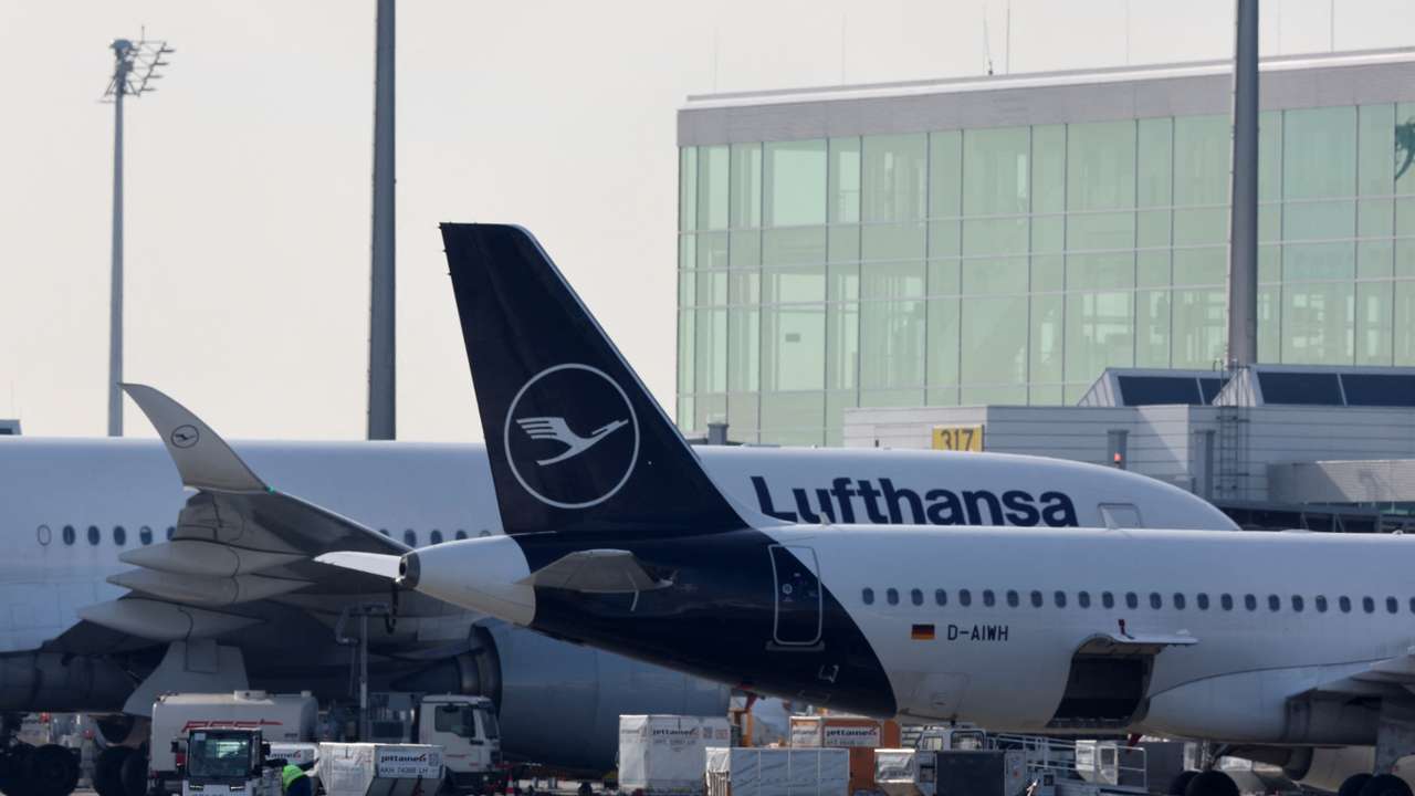 Lufthansa's aircrafts are seen on the tarmac at the Munich International Airport