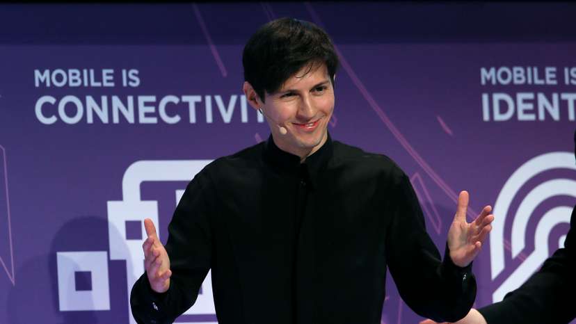 Founder and CEO of Telegram Pavel Durov delivers a keynote speech during the Mobile World Congress in Barcelona