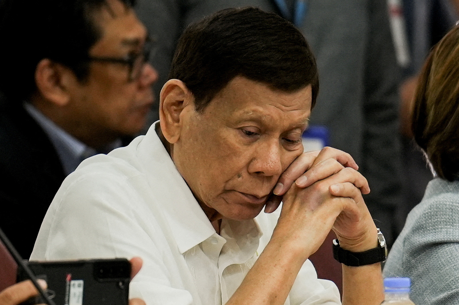 Former Philippine President Rodrigo Duterte attends the House Quad Committee hearing at the House of Representatives, in Quezon City