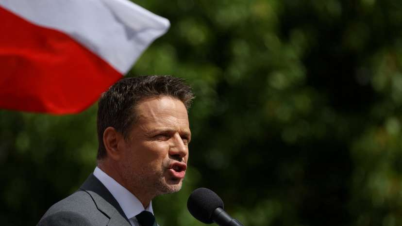 FILE PHOTO: Civic Coalition presidential candidate Trzaskowski holds an election rally in Plock