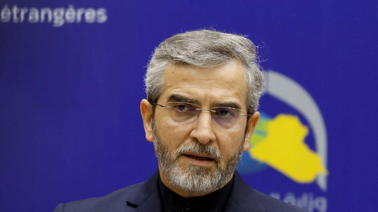 FILE PHOTO: Iran's acting foreign minister Ali Bagheri Kani and Iraqi Foreign Minister Fuad Hussein hold a joint news conference in Baghdad