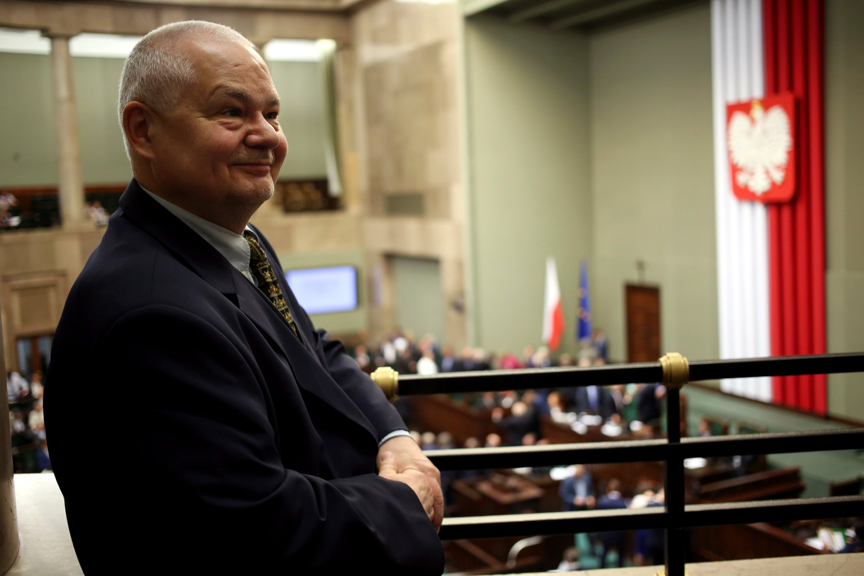 Poland's newly appointed central bank governor Glapinski attends a meeting at the Parliament in Warsaw