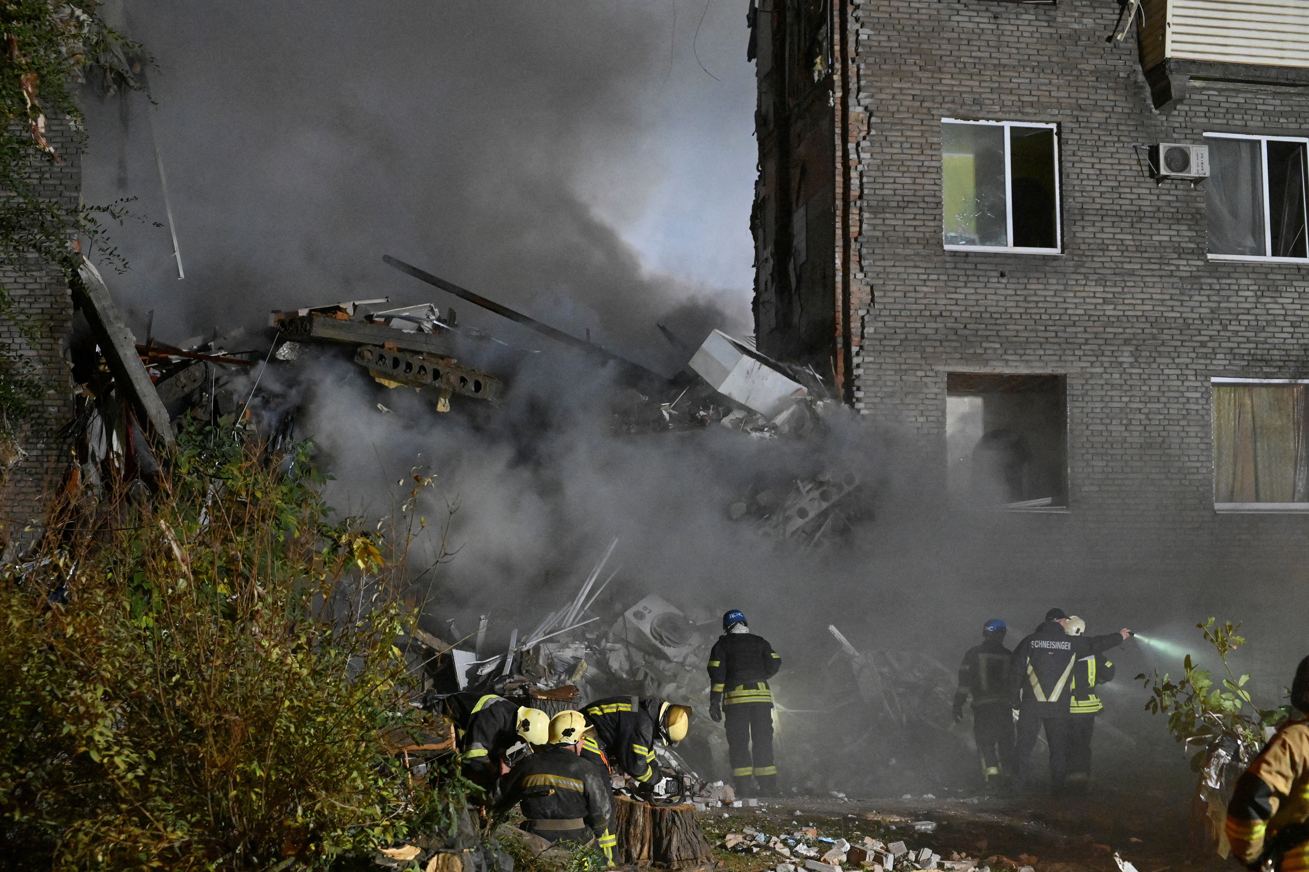 FILE PHOTO: Residential building heavily damaged by a Russian missile strike in Zaporizhzhia